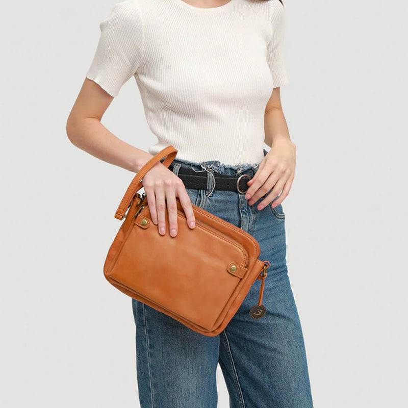 Three-Layer Leather Crossbody Shoulder & Clutch Bag
