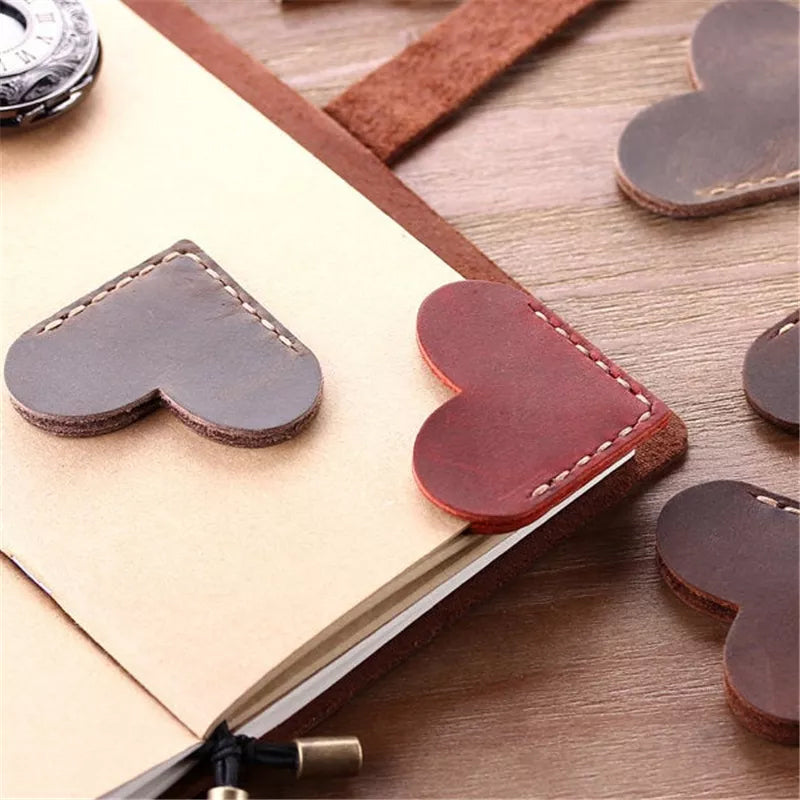 Vintage Leather Heart Bookmark Page Corner