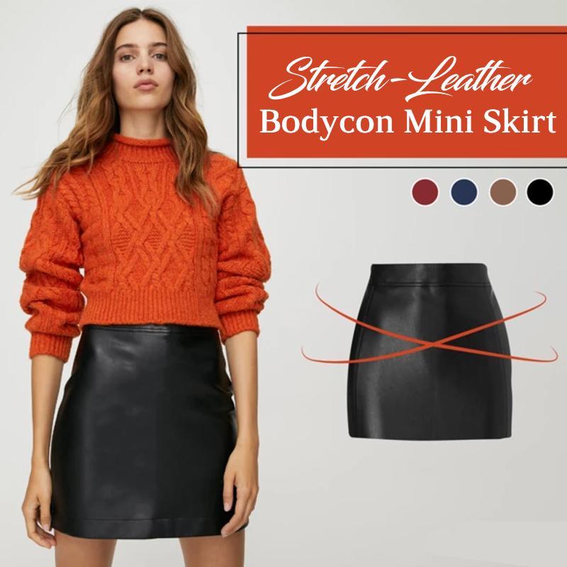 Stretch-Leather Bodycon Mini Skirt
