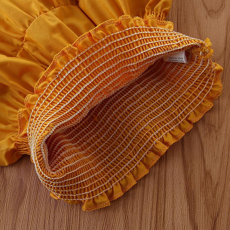 Girls' Ruffle Top Waist-Length Lantern Skirt Headpiece 3-piece Set