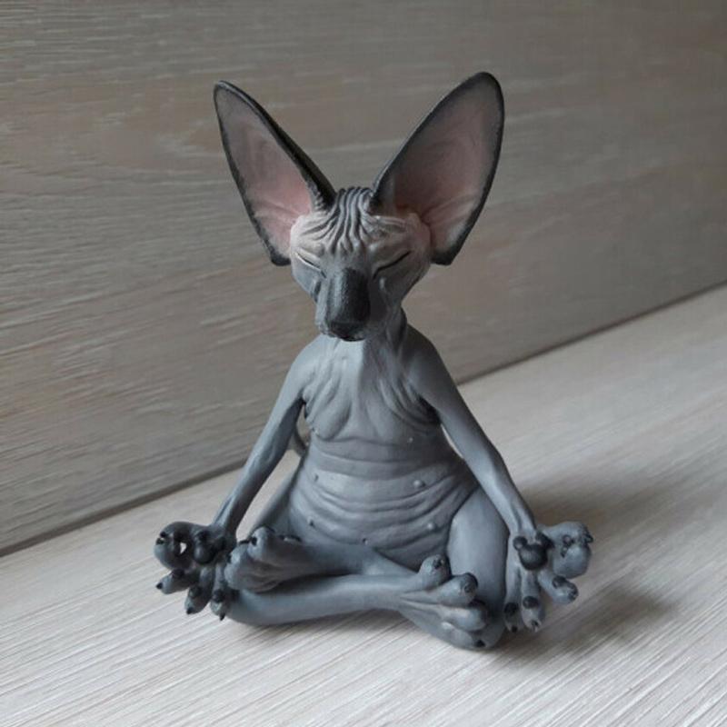 Meditation Cat Resin Doll Desktop Ornament