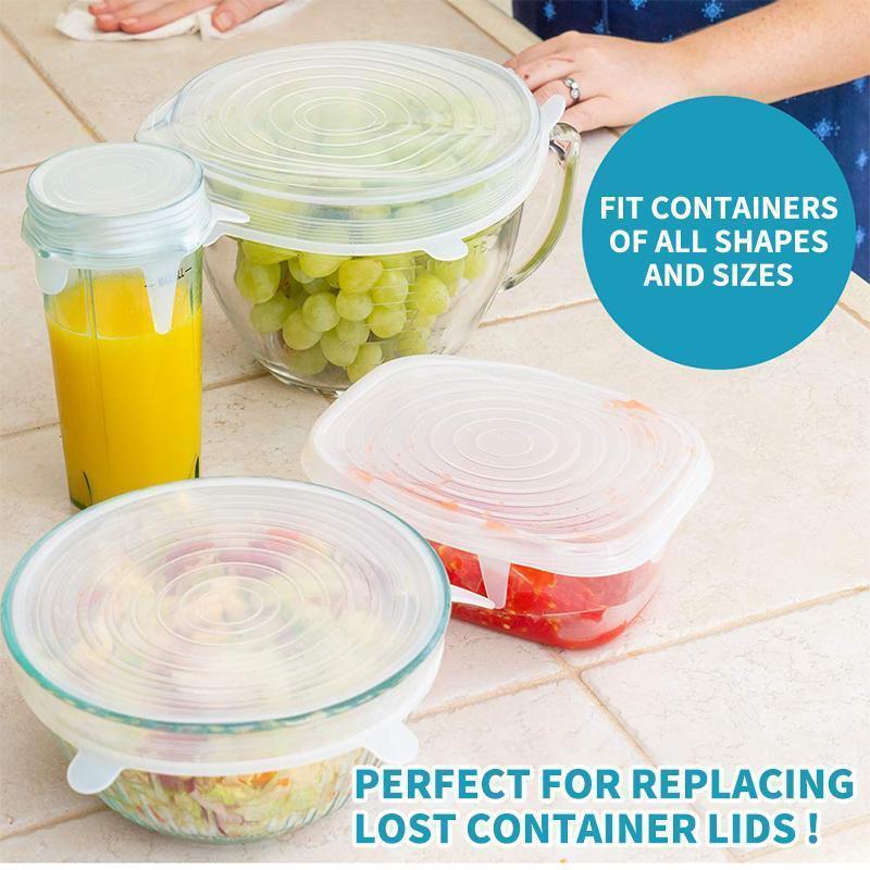 Stretchable food silicone lid, 6 pieces