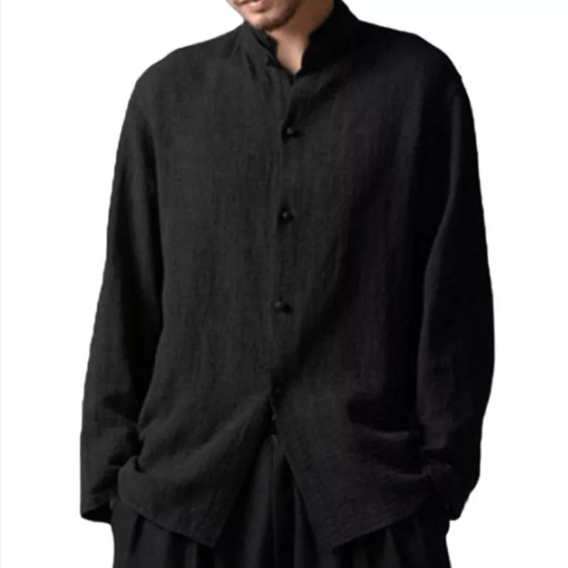 Vintage Chinese Style Stand Collar Casual Loose Shirt for Men